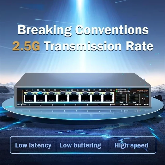Main image of 8 Port 2.5G Ethernet Switch POE Network Switch with 2*10G SFP Port