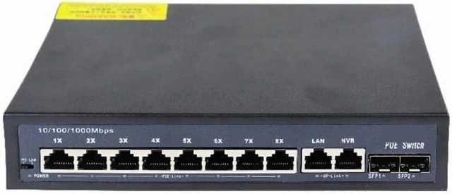 Alt view image 6 of 6 - 12-Port Gigabit POE RJ45 Ethernet Switch SFP
