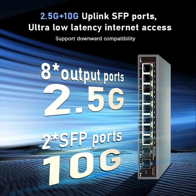 Alt view image 2 of 2 - 8 Port 2.5G Ethernet Switch POE Network Switch with 2*10G SFP Port