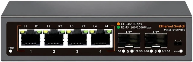 Main image of 2.5G Ethernet Switch with + Uplink Ports LED Indicator Lights 2.5G Network Switch with + Ports Auto-Negotiation for Home Office