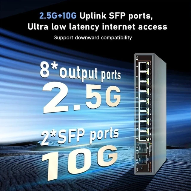 Alt view image 2 of 4 - 10G SFP Port 2500Mbps Network Switch 2.500G Ethernet Switch(8-2 Ports)