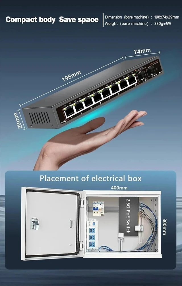 Alt view image 4 of 4 - 10G SFP Port 2500Mbps Network Switch 2.500G Ethernet Switch(8-2 Ports)
