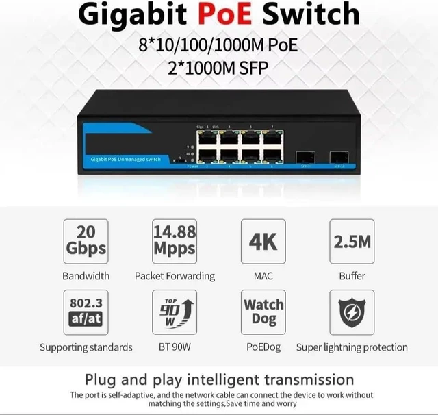 Main image of S1200(P)-8G-2S All gigabit ethernet Switch,8*100/1000M LAN(PoE)+2*10G SFP(S1100-8G-2S Non poe)