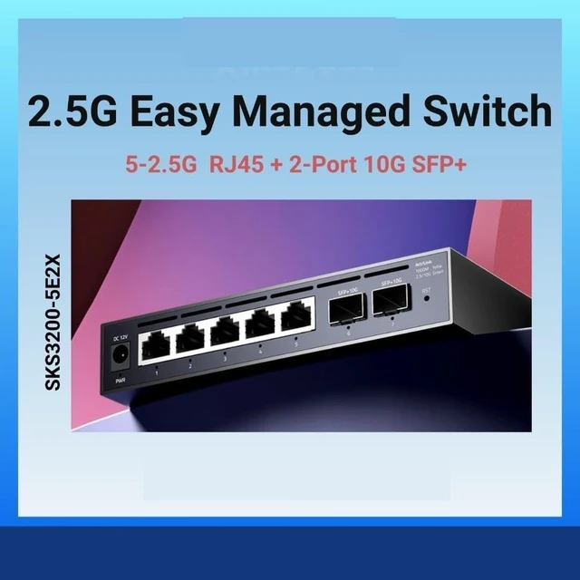 Alt view image 2 of 6 - 2.5G Ethernet Switch, 5 x 2.5G Ports + 2 x 10G SFP+ Uplink, Plug & Play