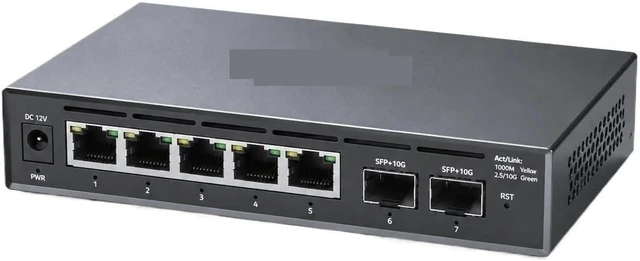 Main image of 2.5G Ethernet Switch, 5 x 2.5G Ports + 2 x 10G SFP+ Uplink, Plug & Play