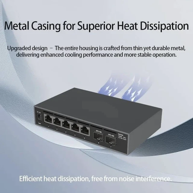 Alt view image 5 of 6 - 2.5G Ethernet Switch, 5 x 2.5G Ports + 2 x 10G SFP+ Uplink, Plug & Play