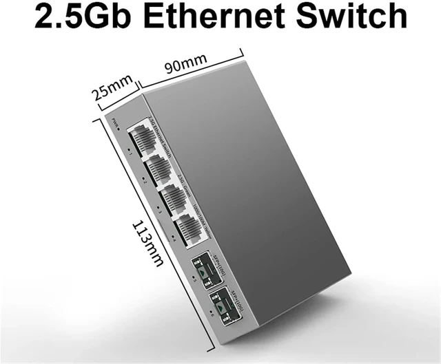 Alt view image 2 of 5 - 2.5Gb Switch 4 Port 2.5G RJ45 Ethernet Switches