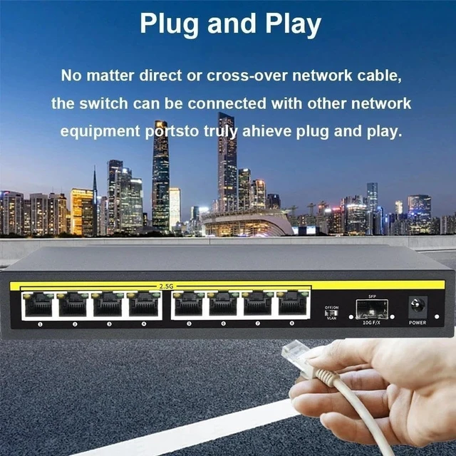 Alt view image 4 of 7 - 2.5G Ultra-Fast PoE Switch with 8 Ports + 2×10G SFP Plug & Play(8 Ports None POE)