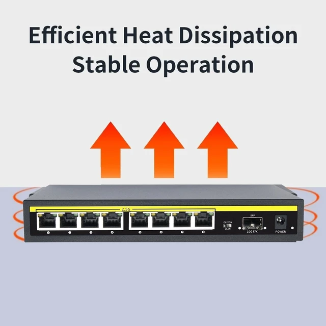 Alt view image 6 of 7 - 2.5G Ultra-Fast PoE Switch with 8 Ports + 2×10G SFP Plug & Play(8 Ports None POE)