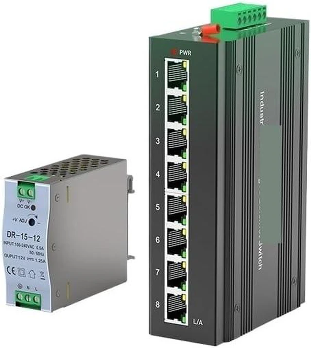 Main image of 8 Port Gigabit Switch with DIN Rail 15W Power Supply 1000M Ethernet