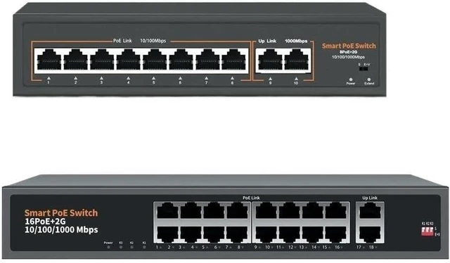 Main image of 48V-52V POE Switch 8/16 Ports 10/1000Mbps IEEE 802.3 af/at Ethernet(8Ports POE Switch)