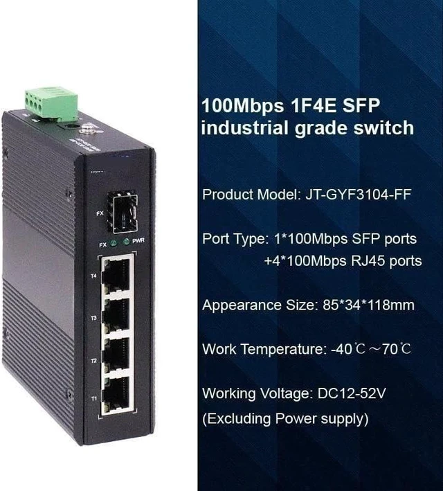 Main image of Industrial 5 Port 100M Fiber Switch