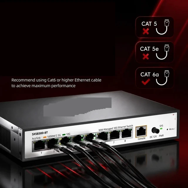Alt view image 4 of 6 - SKS8300-8T 8 Port 10G RJ45 Layer 3 Managed Switch
