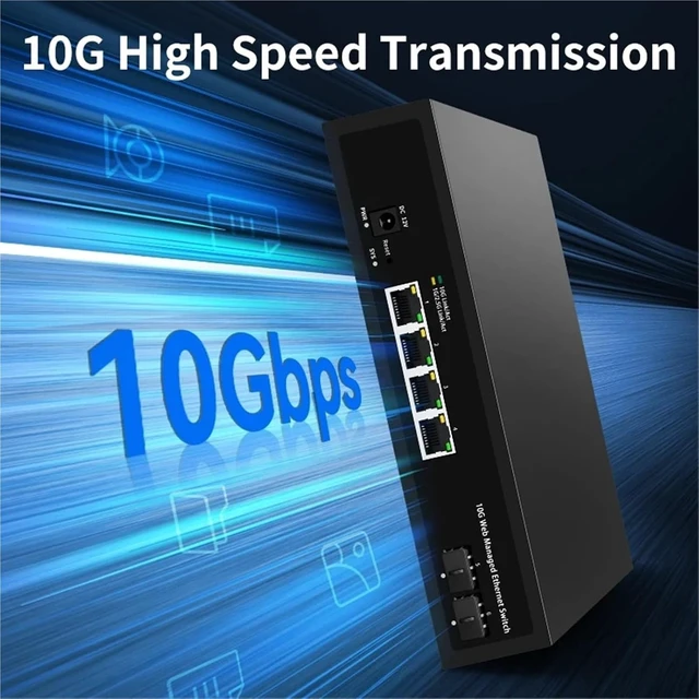 Alt view image 2 of 4 - 10GbE Web Managed Switch 4 Port 10Gb Managed Ethernet Network Switch