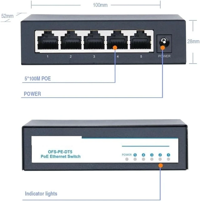 Alt view image 2 of 6 - 48V POE Active Ethernet Switch 100M 1000Mbps 802.3af 802.3at ethernet hub