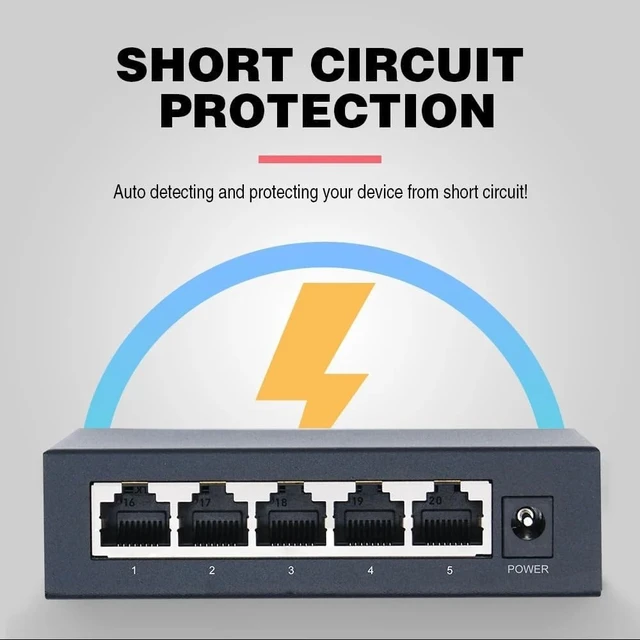 Alt view image 3 of 6 - 48V POE Active Ethernet Switch 100M 1000Mbps 802.3af 802.3at ethernet hub