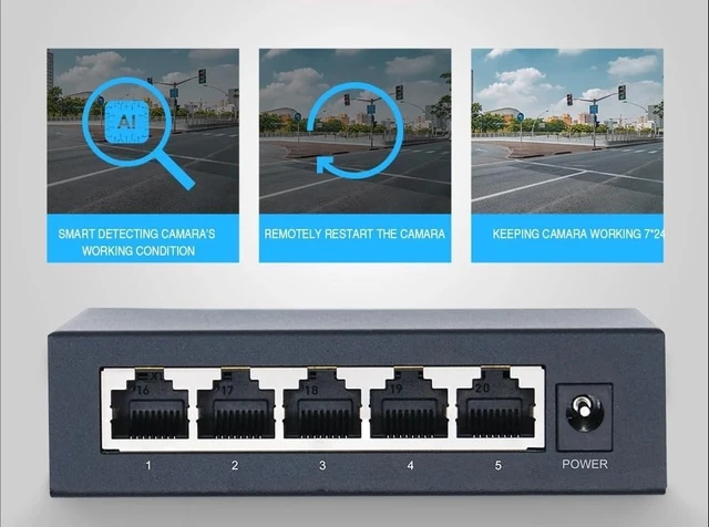 Alt view image 4 of 6 - 48V POE Active Ethernet Switch 100M 1000Mbps 802.3af 802.3at ethernet hub