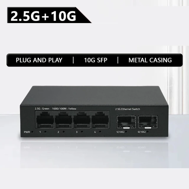 Alt view image 2 of 5 - Ethernet Switch 10G SFP 2.5G RJ45 Gigabit Switch