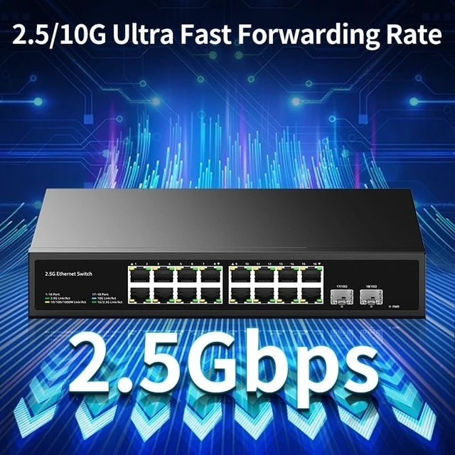 Main image of 16 Port 2.5G Ethernet Switch with 2 Port 10G SFP+ Network Switch