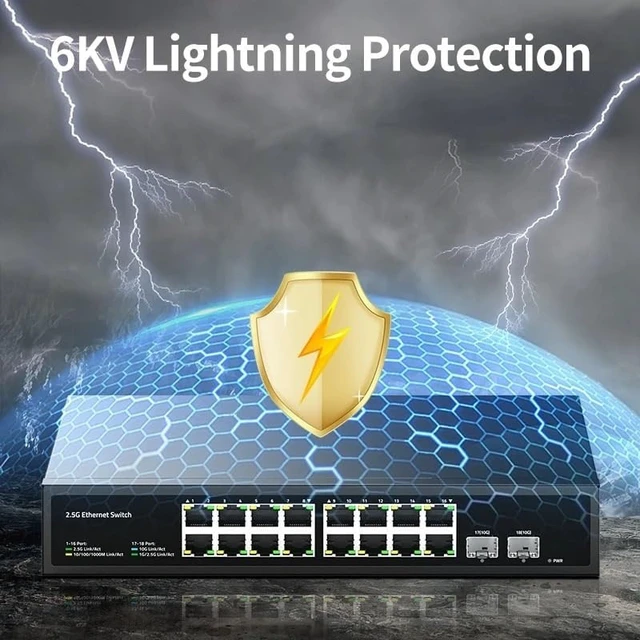 Alt view image 3 of 4 - 16 Port 2.5G Ethernet Switch with 2 Port 10G SFP+ Network Switch