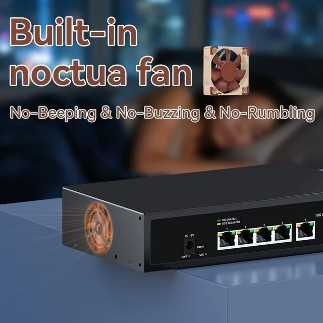 Alt view image 2 of 4 - 5 Port 10G Web Managed Network Switch 10000Mbps 10G Ethernet Switch