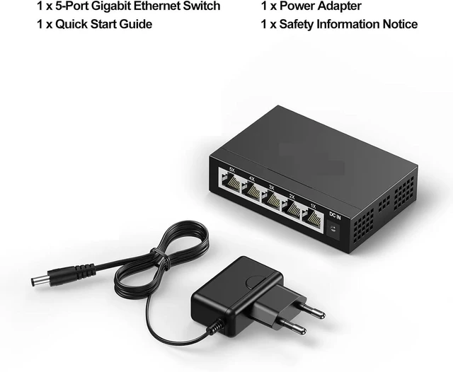 Main image of 5 Port Gigabit Switch Desktop Ethernet Splitter Home Network(5 pcs)