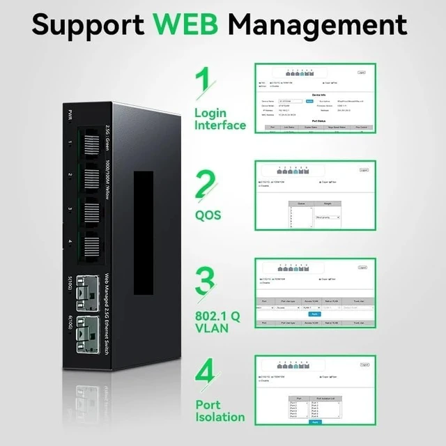 Alt view image 2 of 5 - 6 Port 2.5Gb Web Managed Switch