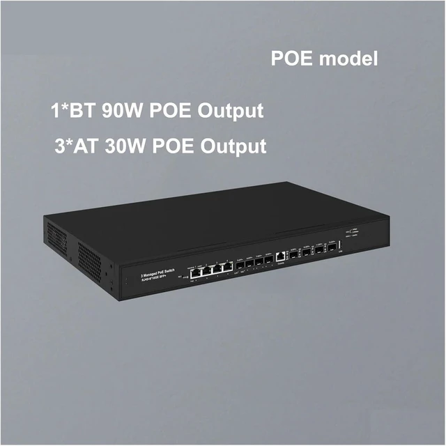 Main image of L3 Managed 10Gbe 8 Ports Fiber Switch with 4 Ports 10G RJ45 LAN 8*SFP+ Fiber Ports(POE)
