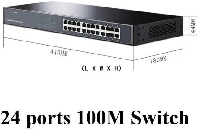Main image of Plug&Play, Steel/Metal 24 Ports Desktop 100Mbps Ethernet Network Switch