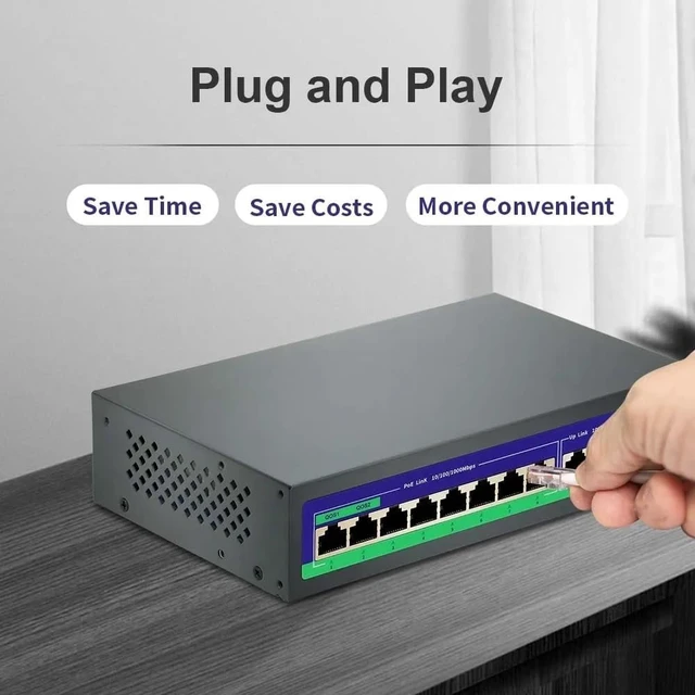 Alt view image 3 of 6 - 8 Port POE Switch Active 48V Supply Ethernet 100/1000Mbps Nerwork Switch(Hi-G0821GB-C)