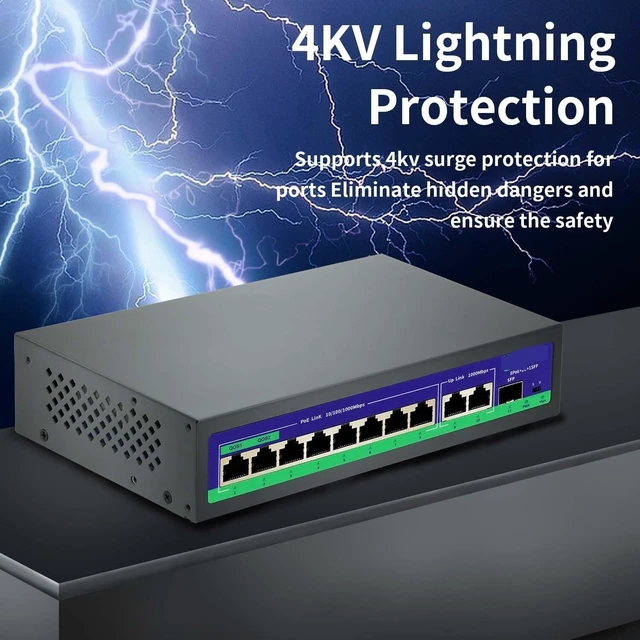 Alt view image 4 of 6 - 8 Port POE Switch Active 48V Supply Ethernet 100/1000Mbps Nerwork Switch(Hi-G0821GB-C)