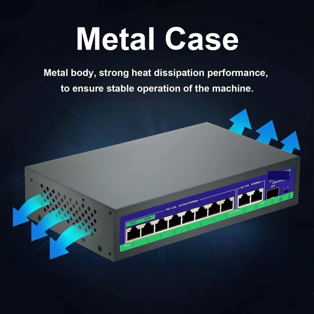 Alt view image 6 of 6 - 8 Port POE Switch Active 48V Supply Ethernet 100/1000Mbps Nerwork Switch(Hi-G0821GB-C)