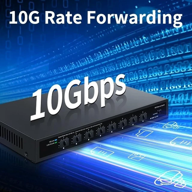 Alt view image 2 of 5 - 10Gbe SFP+ Ethernet Switch 8 Port 10000Mbps Optical SFP+ Network Switch