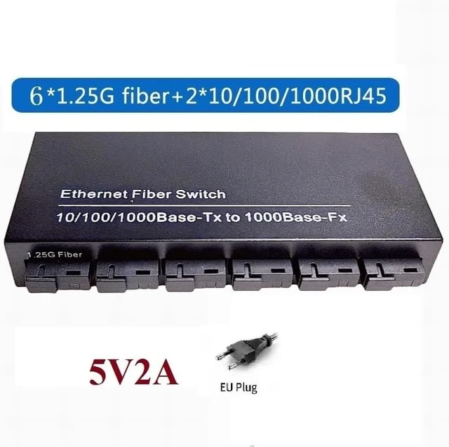 Alt view image 2 of 5 - 100/1000M Gigabit Ethernet Fiber Switch 6*1.25G Fiber Port 2 RJ45 Port(3pcs with Power)