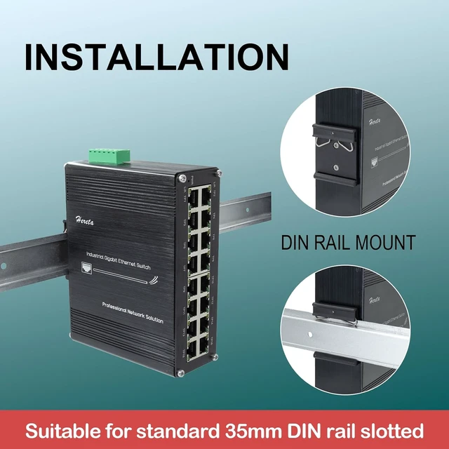 Alt view image 7 of 7 - Hardened Industrial Gigabit 16-Port Ethernet Switch 12-48VDC Power Input