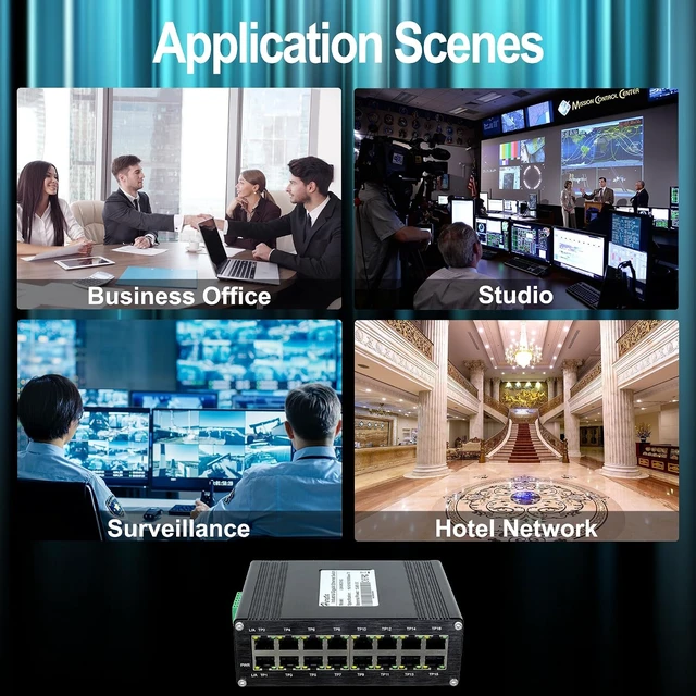 Alt view image 6 of 7 - Hardened Industrial Gigabit 16-Port Ethernet Switch 12-48VDC Power Input
