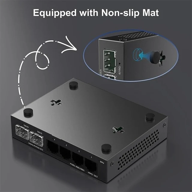 Alt view image 6 of 6 - 2.5GbE Switch 4 Port 2.5G RJ45 +Plug and Play Network Switch
