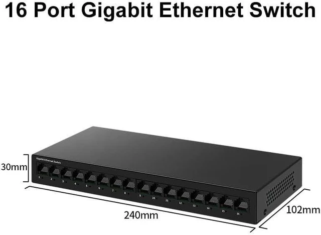 Main image of 16 Port Gigabit Network Switch Unmanaged 1000M Switch Desktop Plug
