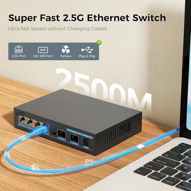 Alt view image 5 of 6 - 9/6 Port 2.5G POE Switch Gigabit Switch Ethernet Network Switch(Non POE Switch 9Port)