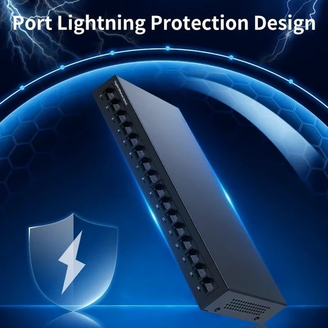 Alt view image 5 of 6 - 16 Port Gigabit Network Switch Unmanaged 1000M Switch Desktop Plug
