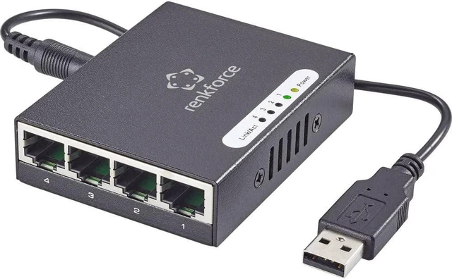 Main image of RENKFORCE Network Switch RF-4270245 4 Ports 1 GBit/s USB Power Supply