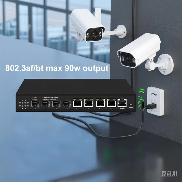 Alt view image 5 of 7 - 4*SFP+ and 4RJ45 Full 10Gbps 8 Ports L3 Network Switch(Non POE)