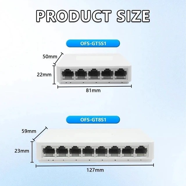 Alt view image 5 of 5 - 5/8 Port Ethernet Switch Gigabit 100/1000Mbps Desktop Network Switch(8Port 1000M)
