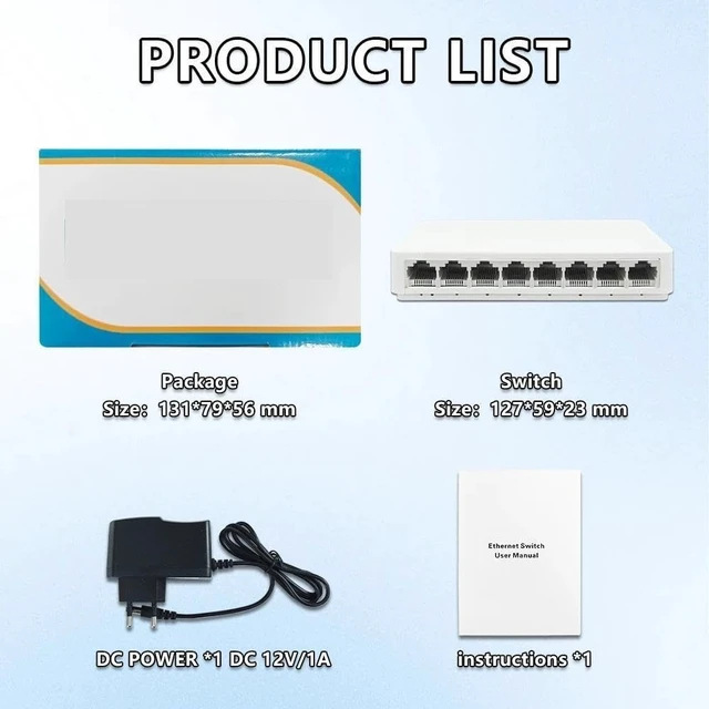 Alt view image 4 of 5 - 5/8 Port Ethernet Switch Gigabit 100/1000Mbps Desktop Network Switch(8Port 1000M)