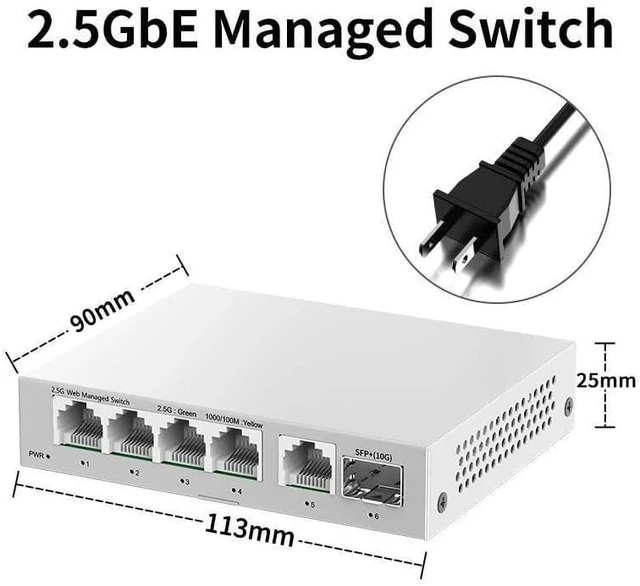 Main image of 2.5GbE Managed Switch 5 Port 2500Mbps Network 10G SFP