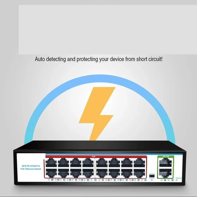 Alt view image 4 of 6 - 1000M GIGABIT POE Switch 16 Ports PoE 48V 15W 30W 802.3af 802.3at Ethernet