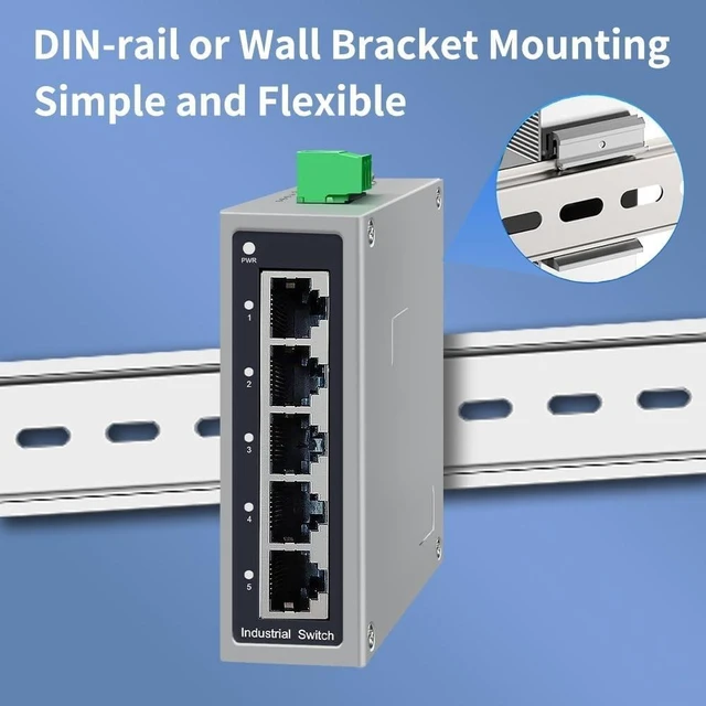 Alt view image 3 of 6 - 5 RJ45 Ports 1.25G Industrial Ethernet Switch 1000BASE-T Network Switch(1000M)