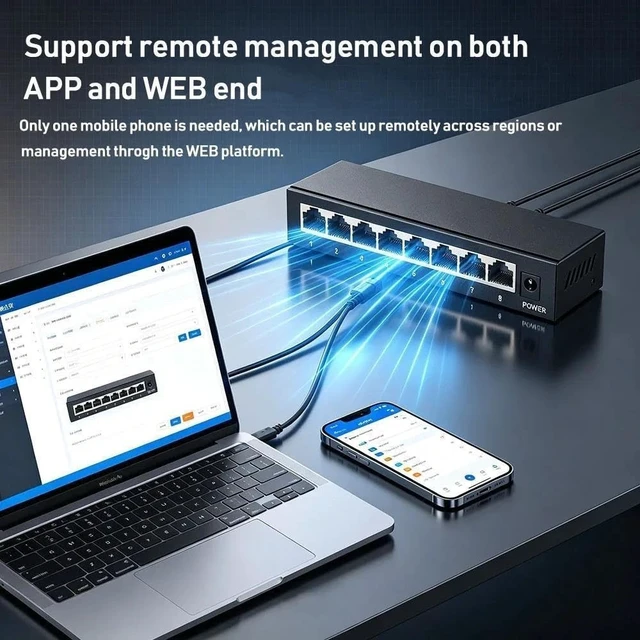 Alt view image 4 of 5 - 8/5 Port Managed Full Gigabit Switch Ethernet Switch(8 Port)