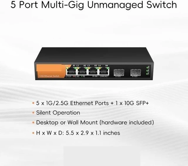 Main image of 6-Port Multi-Gigabit Switch 4 x 2.5GbE + 2 x 10G SFP+ Plug & Play
