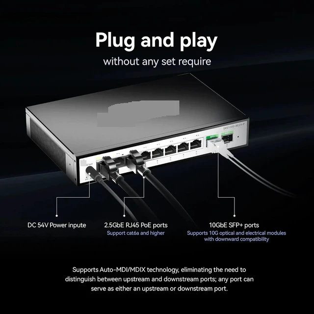 Alt view image 5 of 7 - SKS1200-8E2X-P Ethernet Switch 8-Port 2.5G RJ45 + 2×10G SFP Plug and Play